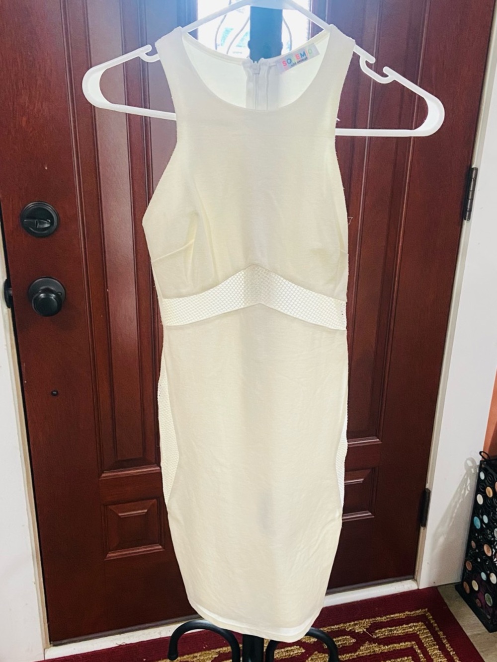 White Sleeveless Midi Bodycon Dress